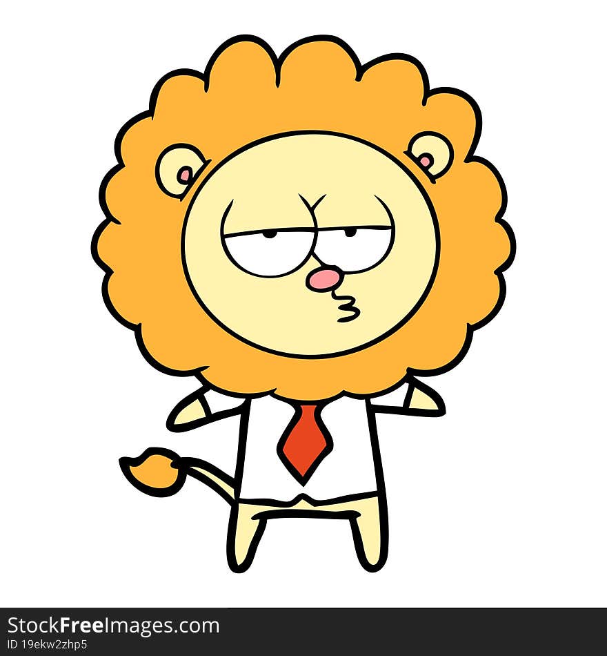 cartoon bored lion office worker. cartoon bored lion office worker