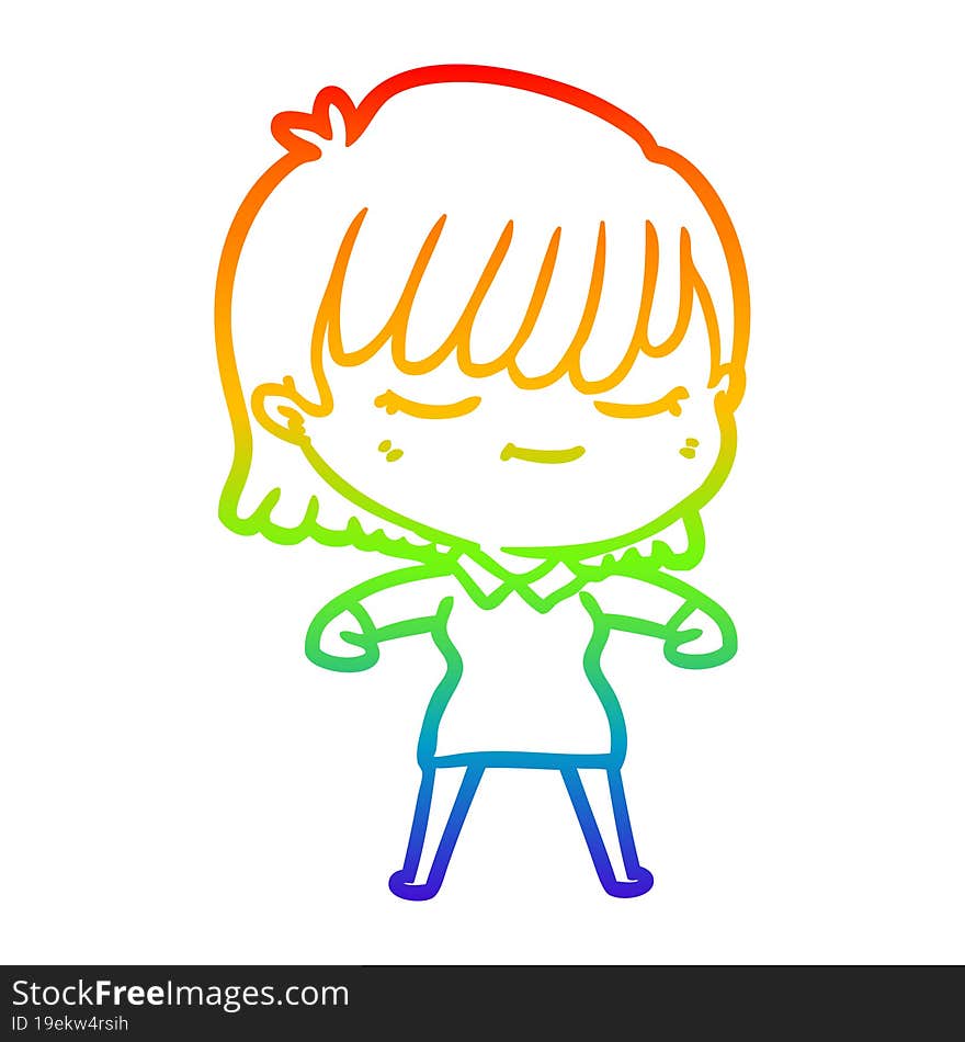 rainbow gradient line drawing of a cartoon woman