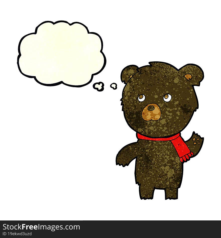 cartoon cute black bear with thought bubble