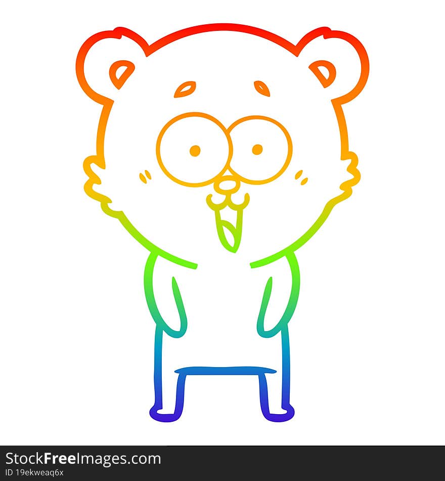 Rainbow Gradient Line Drawing Laughing Teddy  Bear Cartoon