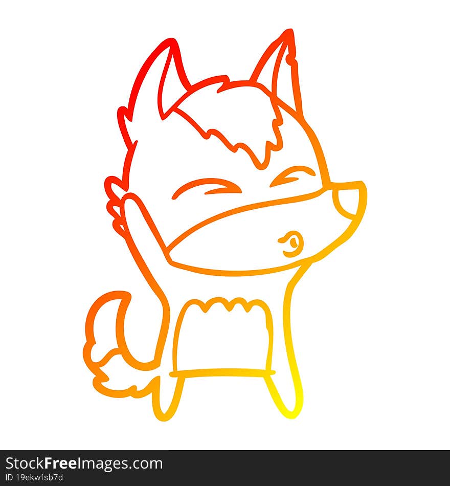 warm gradient line drawing cartoon wolf whistling