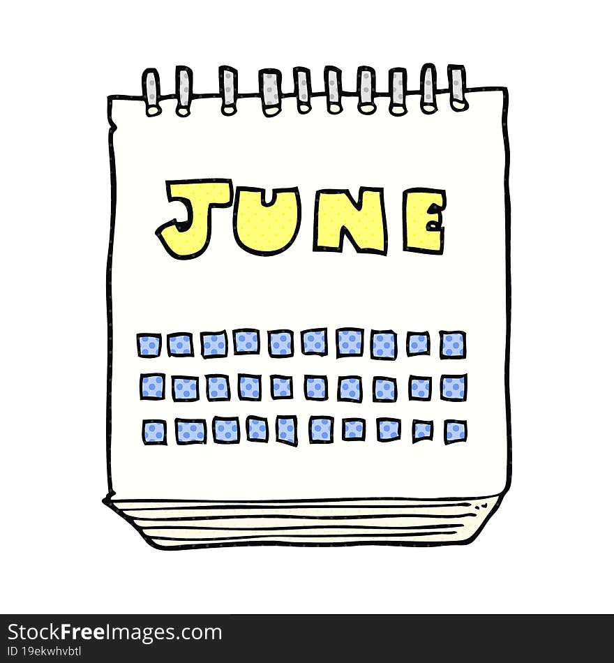 freehand drawn cartoon calendar showing month of