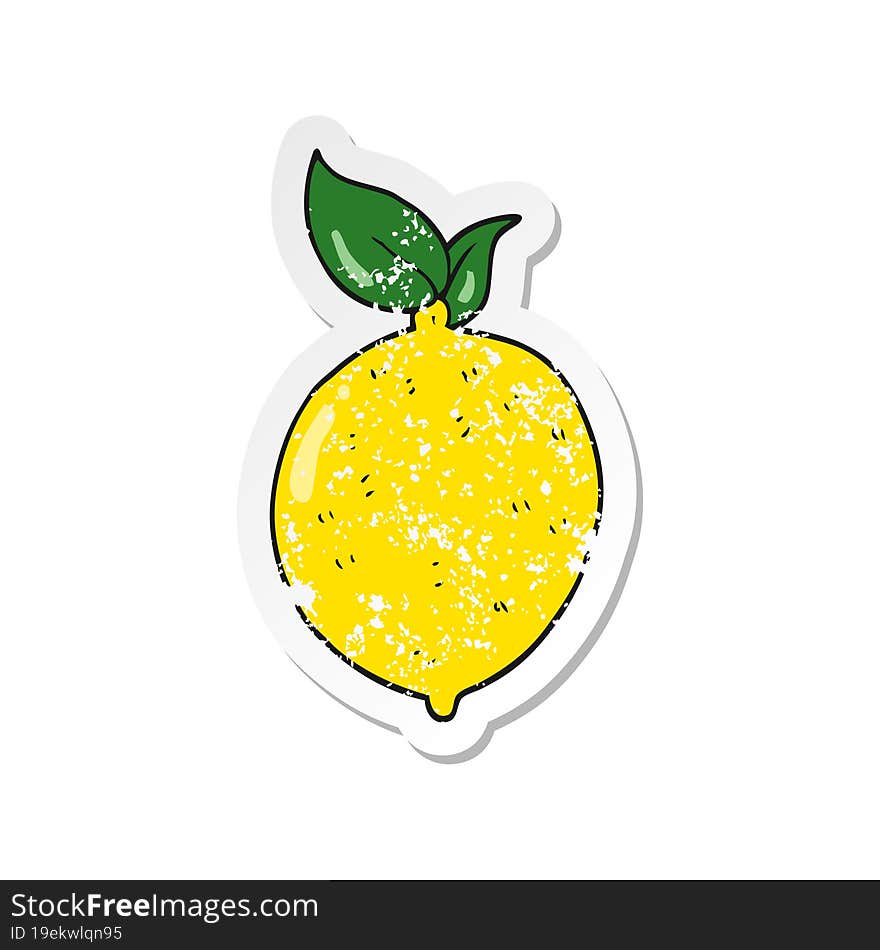 Retro Distressed Sticker Of A Cartoon Lemon