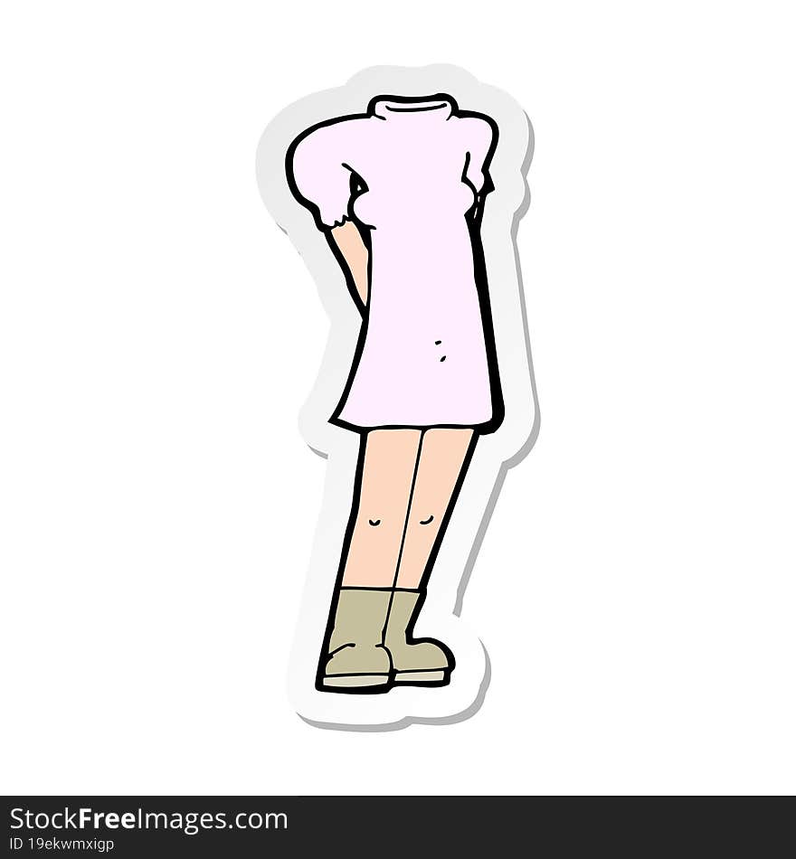 sticker of a cartoon female body