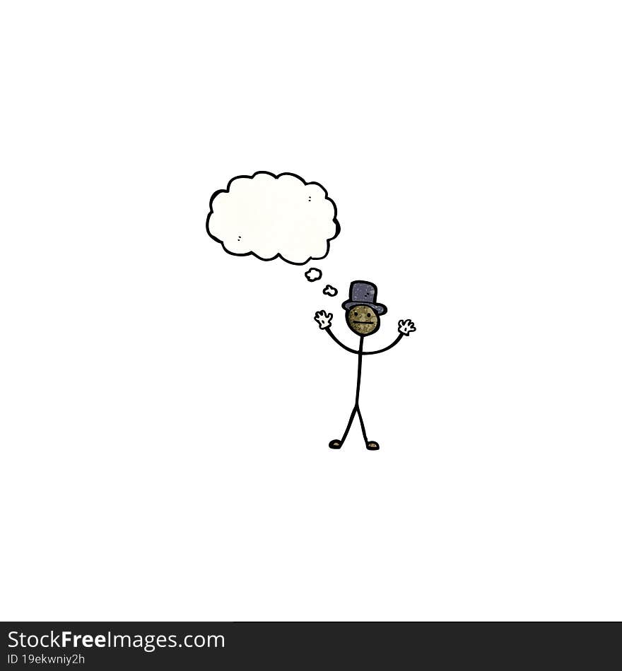 Cartoon Stick Man With Thought Bubble