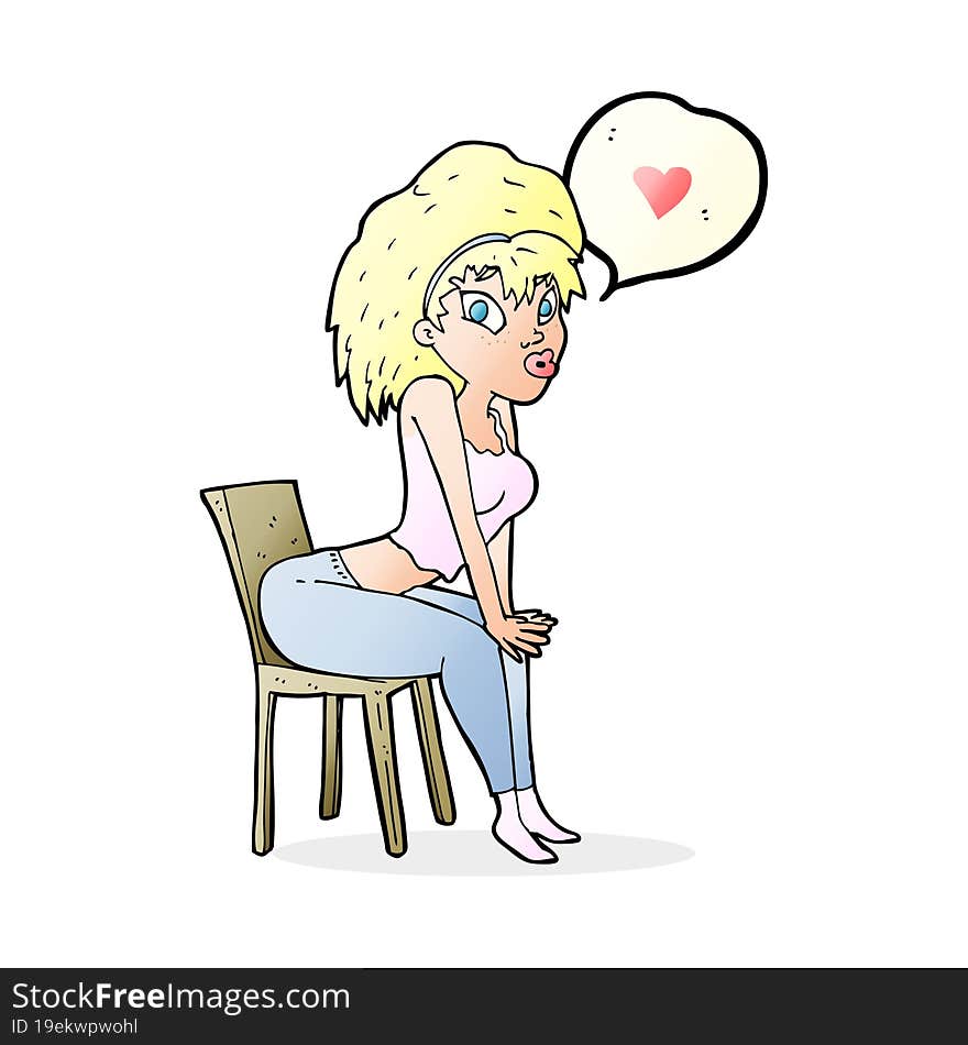 cartoon woman with love heart