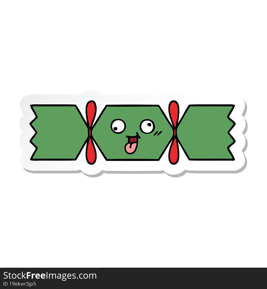 sticker of a cute cartoon christmas cracker