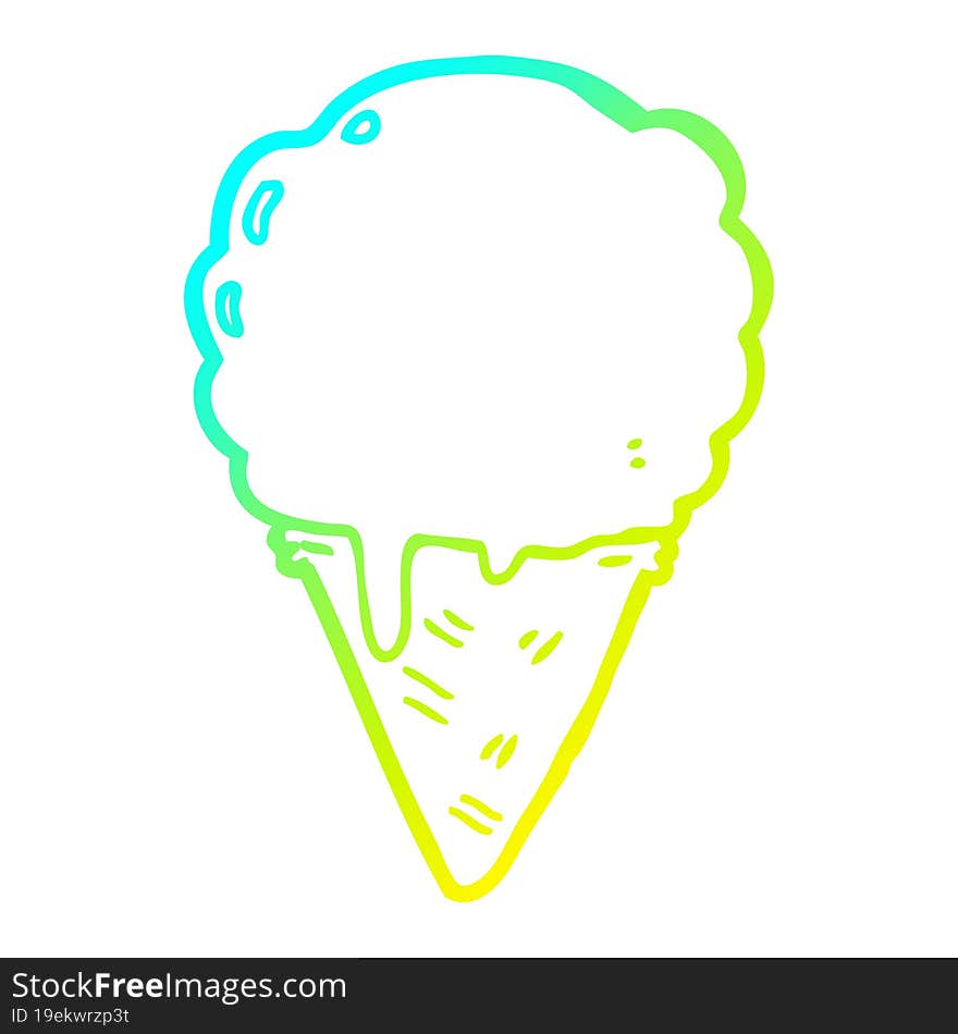 Cold Gradient Line Drawing Cartoon Ice Cream