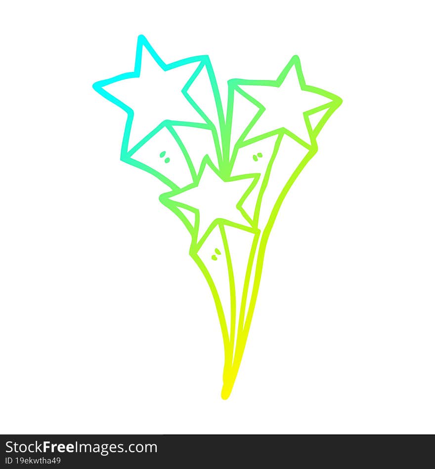 Cold Gradient Line Drawing Cartoon Shooting Stars