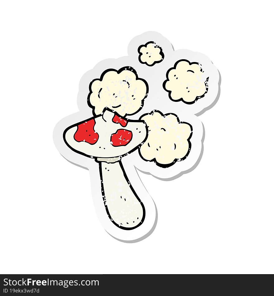 retro distressed sticker of a cartoon toadstool mushroom