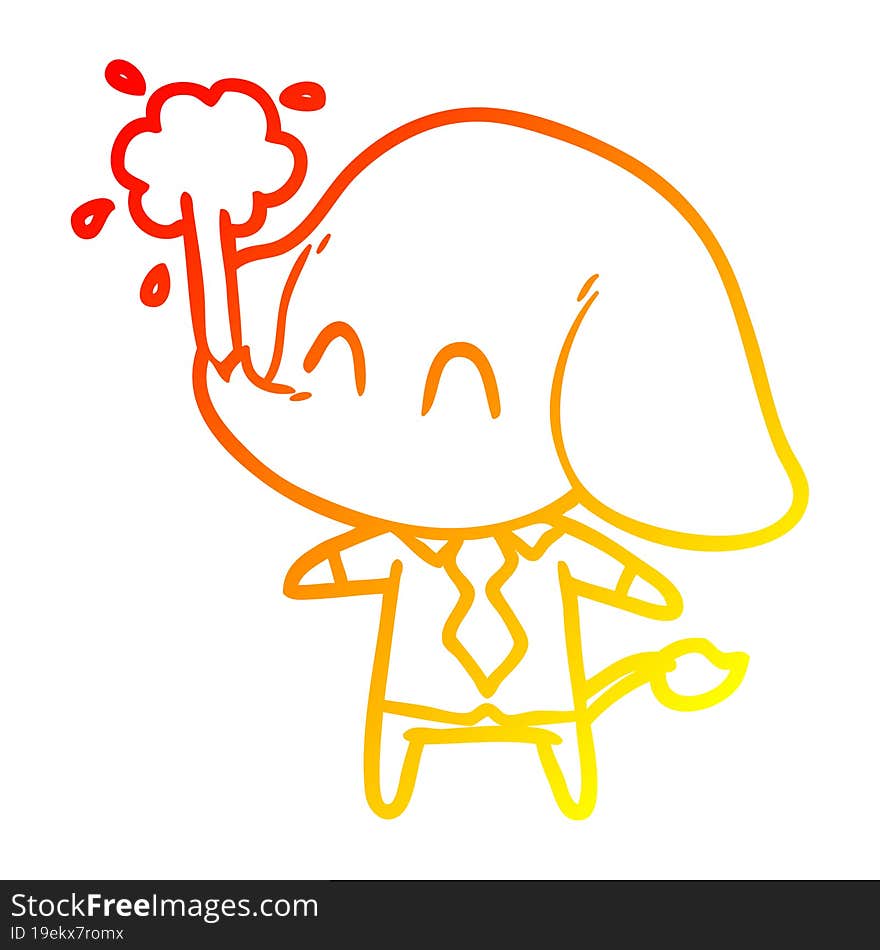 warm gradient line drawing cute cartoon elephant spouting water