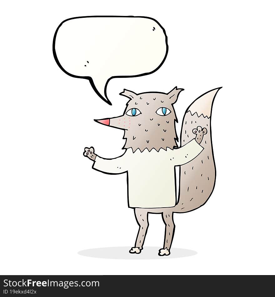 Cartoon Wolf With Speech Bubble