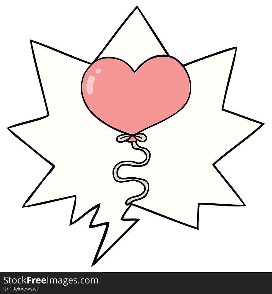 cartoon love heart balloon with speech bubble