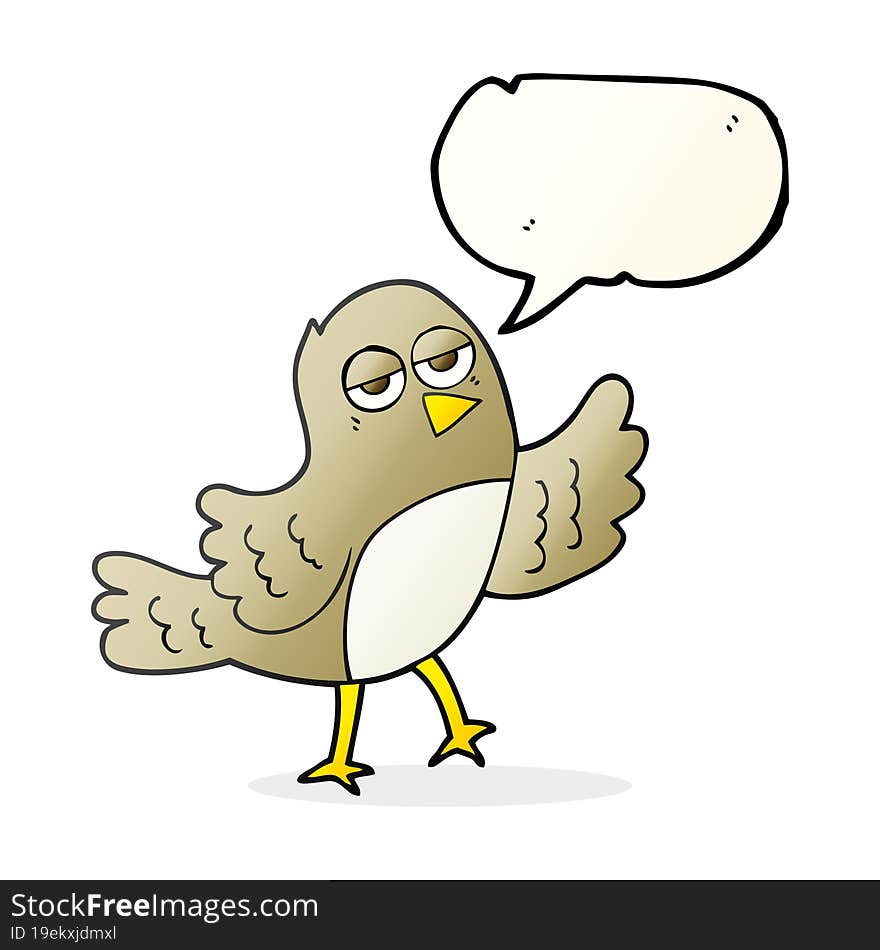 freehand drawn speech bubble cartoon bird