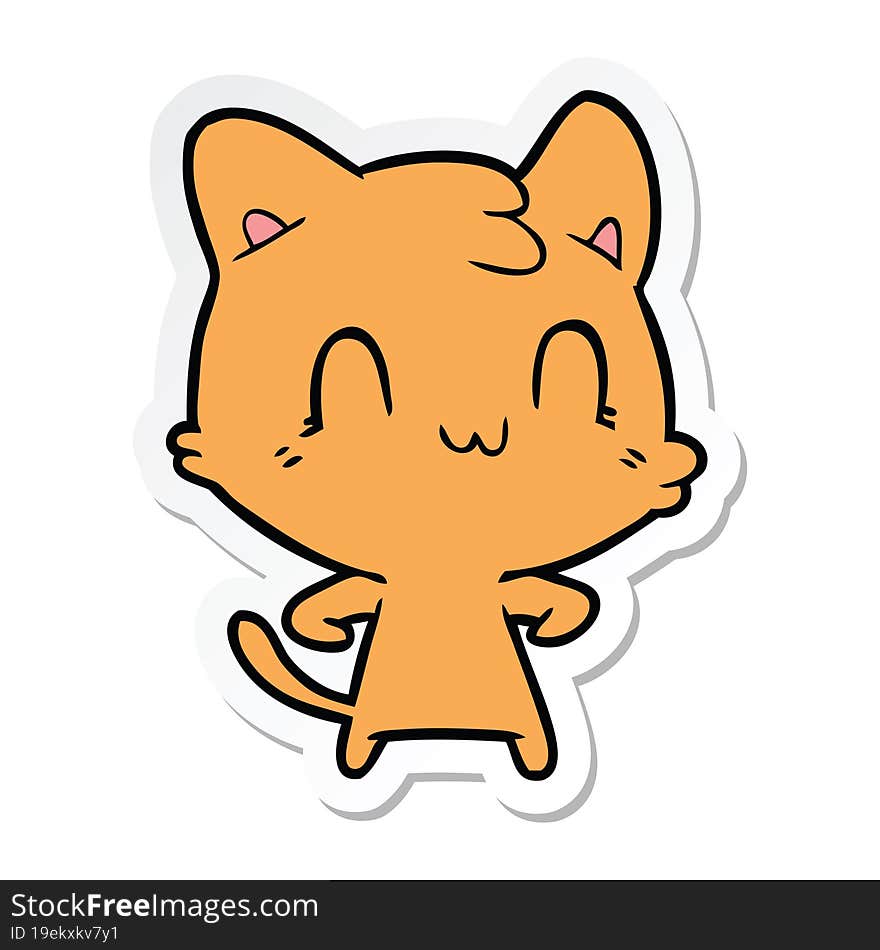 sticker of a cartoon happy cat