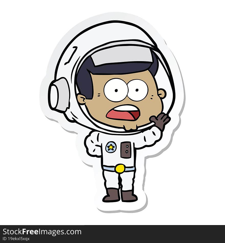 sticker of a cartoon surprised astronaut