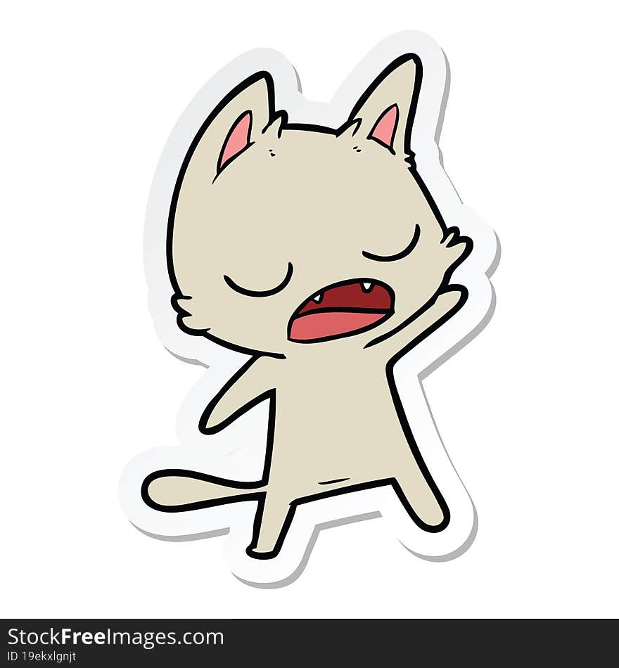 sticker of a talking cat cartoon