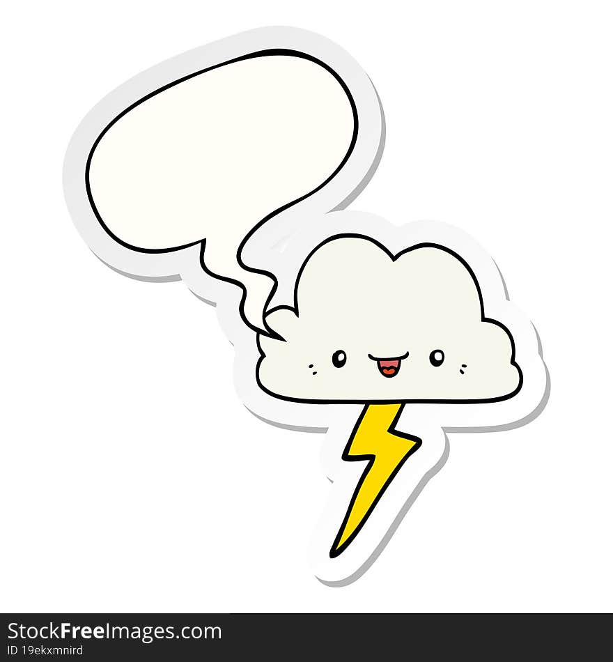 cartoon storm cloud and speech bubble sticker