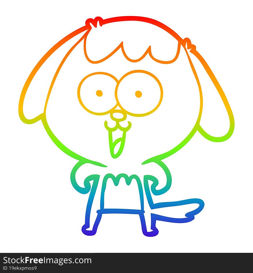 rainbow gradient line drawing of a cute cartoon dog