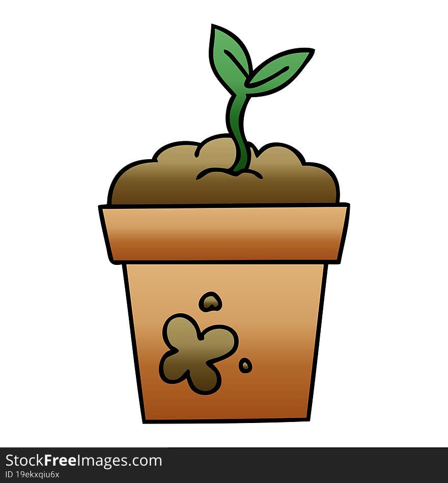 quirky gradient shaded cartoon seedling