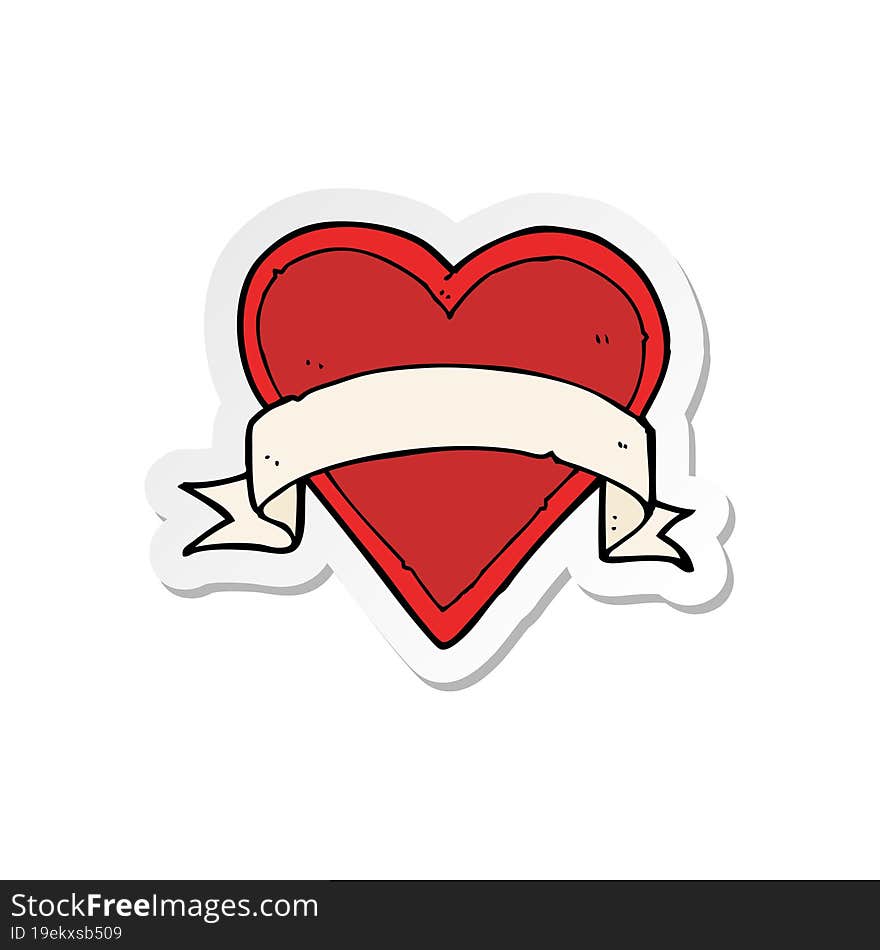 sticker of a cartoon love heart tattoo