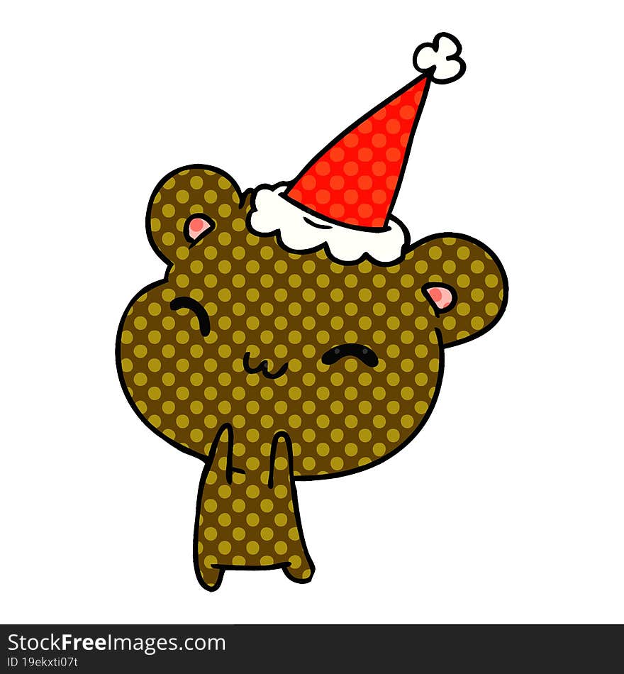 hand drawn christmas cartoon of kawaii bear