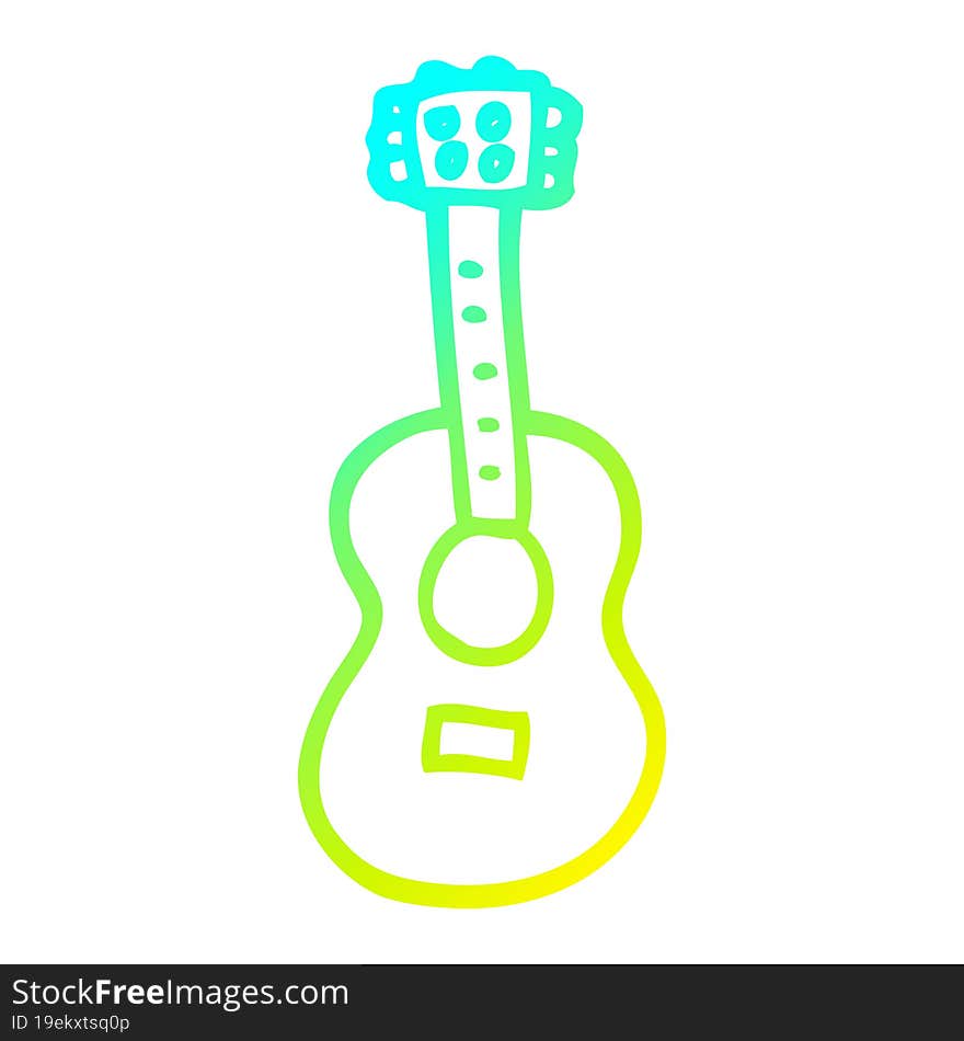 Cold Gradient Line Drawing Cartoon Guitar