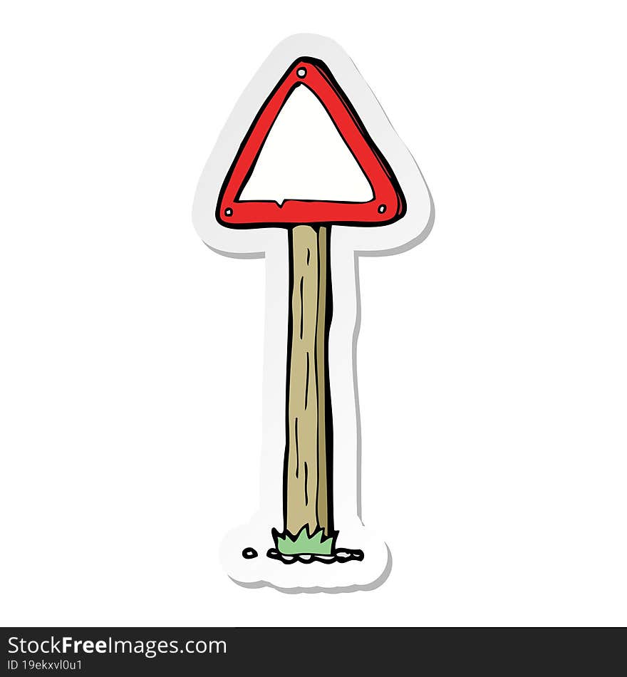 Sticker Of A Cartoon Road Sign