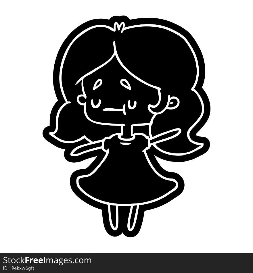 cartoon icon of a cute kawaii girl