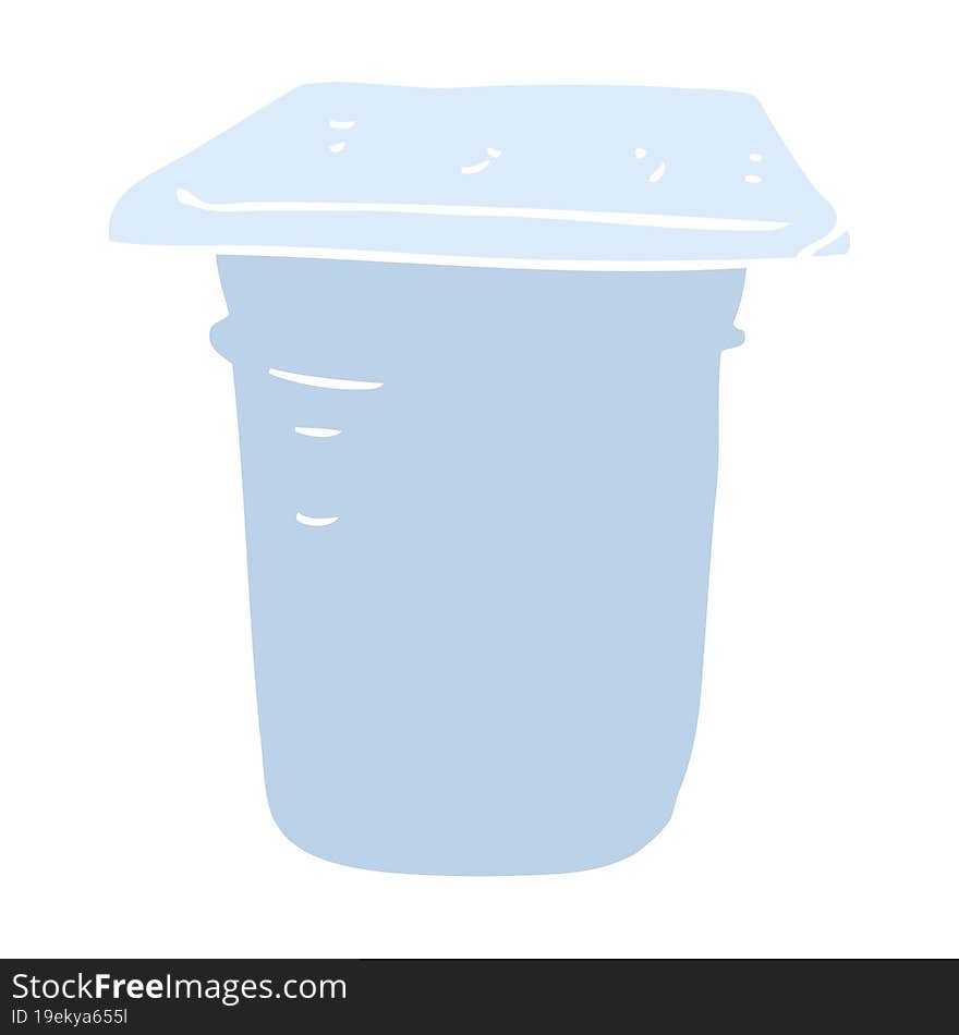 flat color illustration of a cartoon yogurt pot