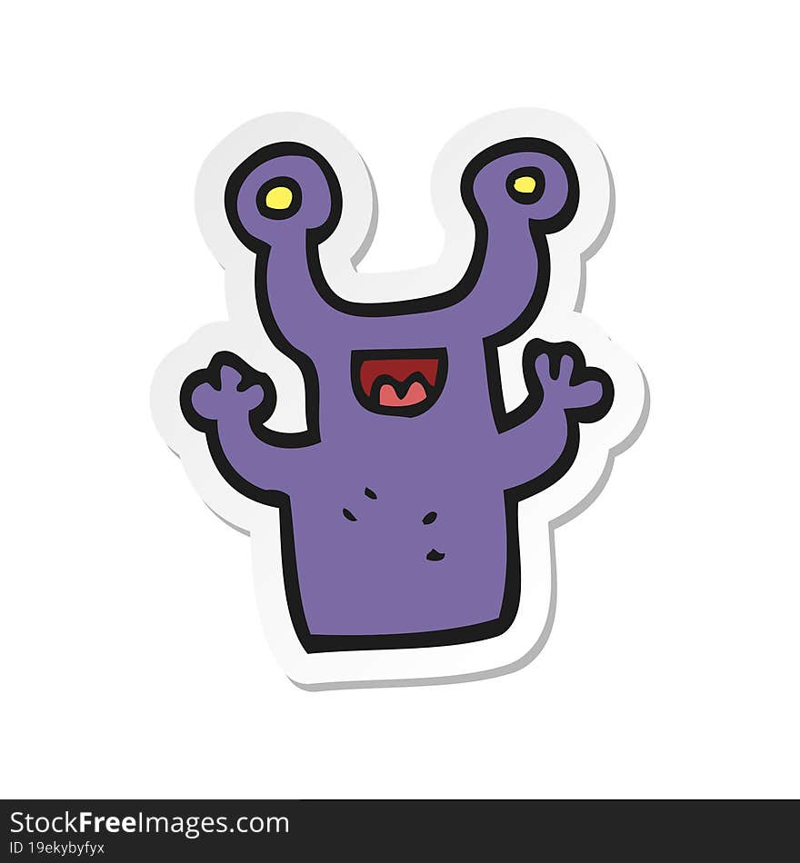 Sticker Of A Cartoon Little Alien