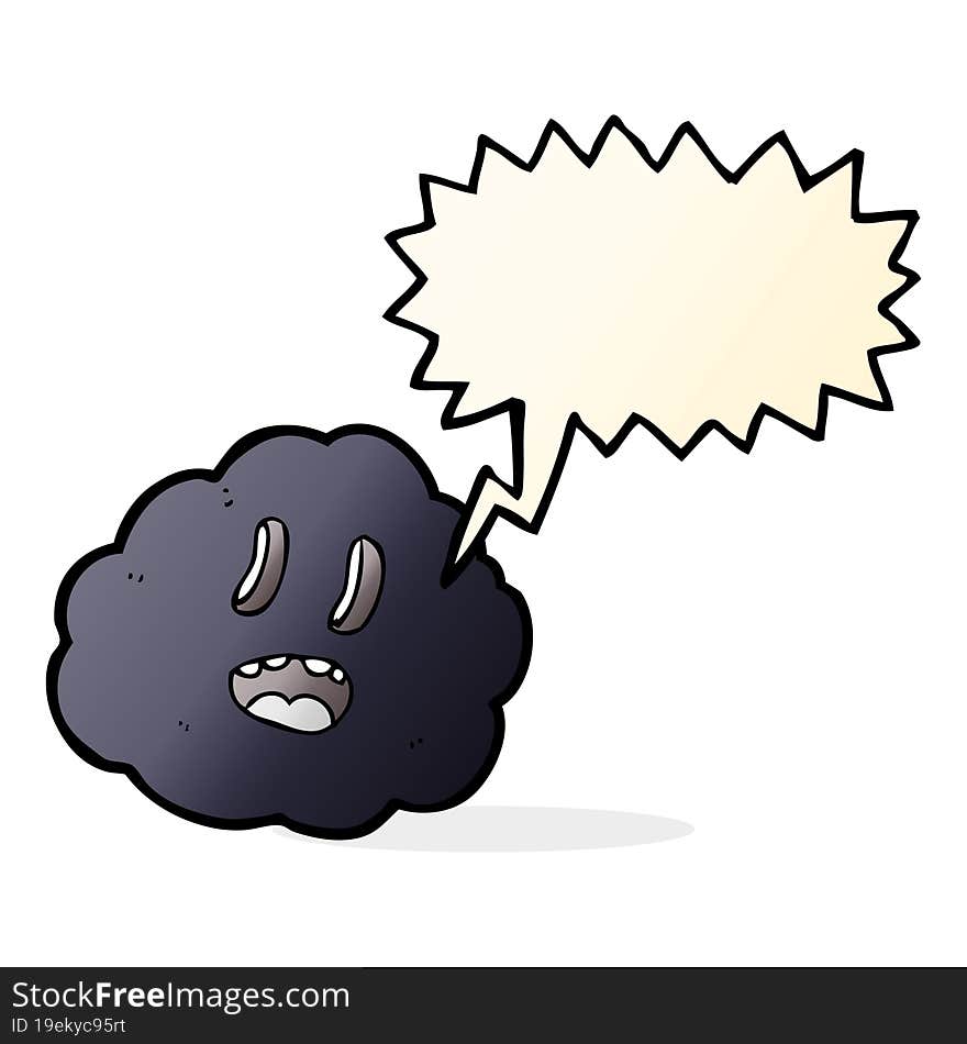 cartoon spooky cloud with speech bubble