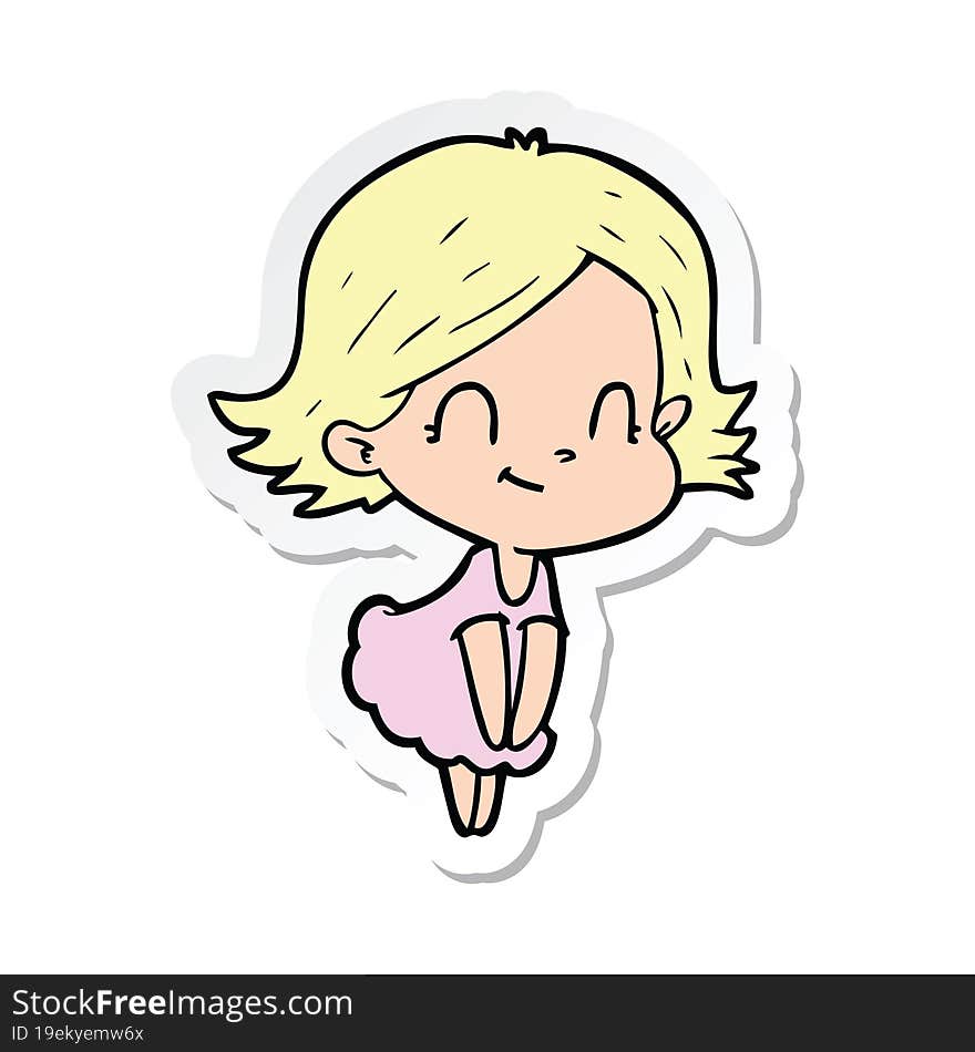 sticker of a cartoon friendly girl