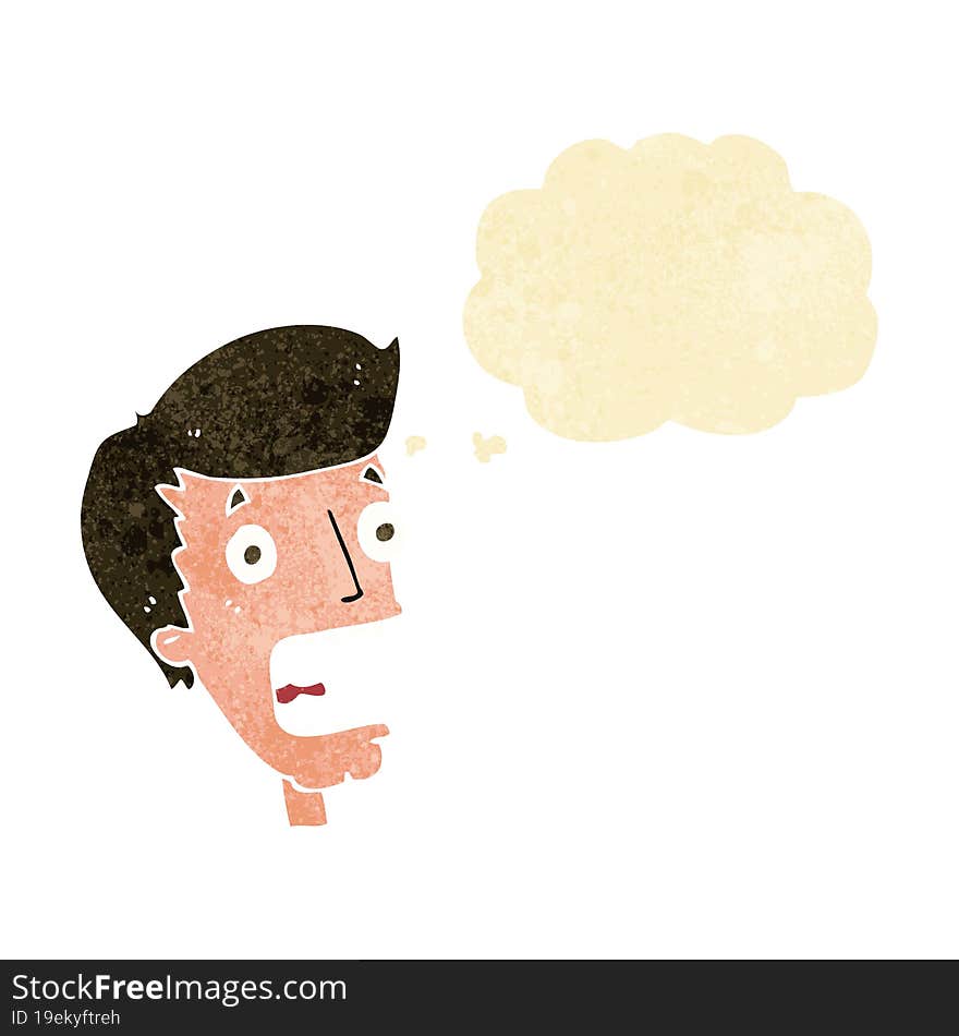 Cartoon Terrified Man With Thought Bubble