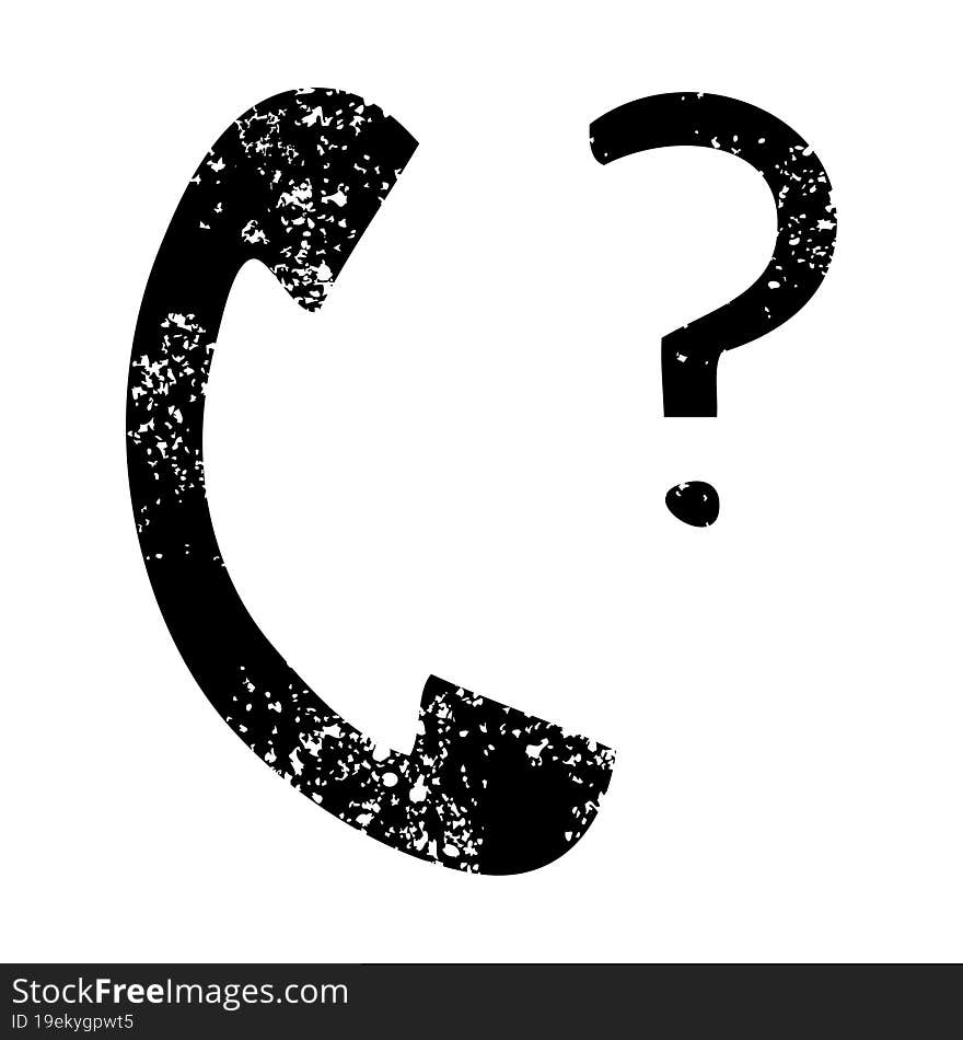 Distressed Symbol Telephone Receiver With Question Mark