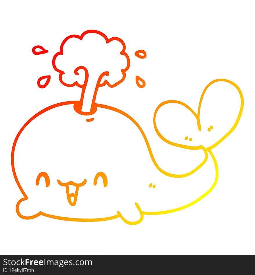 warm gradient line drawing cartoon whale