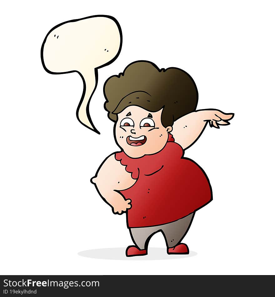 Cartoon Oveweight Woman With Speech Bubble