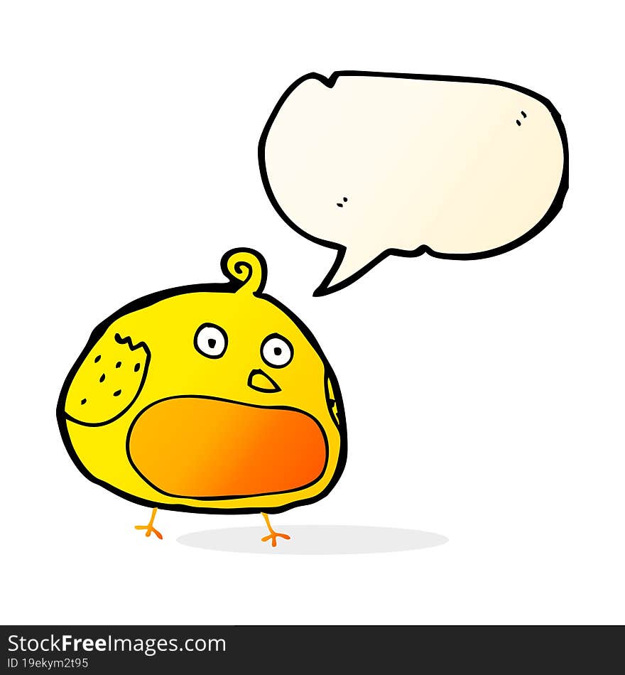 cartoon fat bird with speech bubble