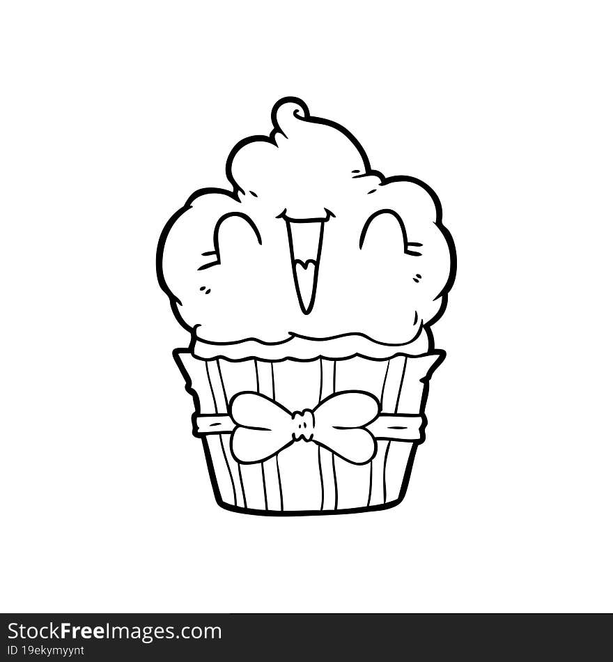 happy cartoon cupcake. happy cartoon cupcake