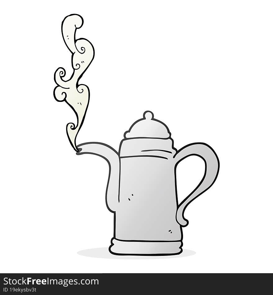 freehand drawn cartoon steaming coffee kettle