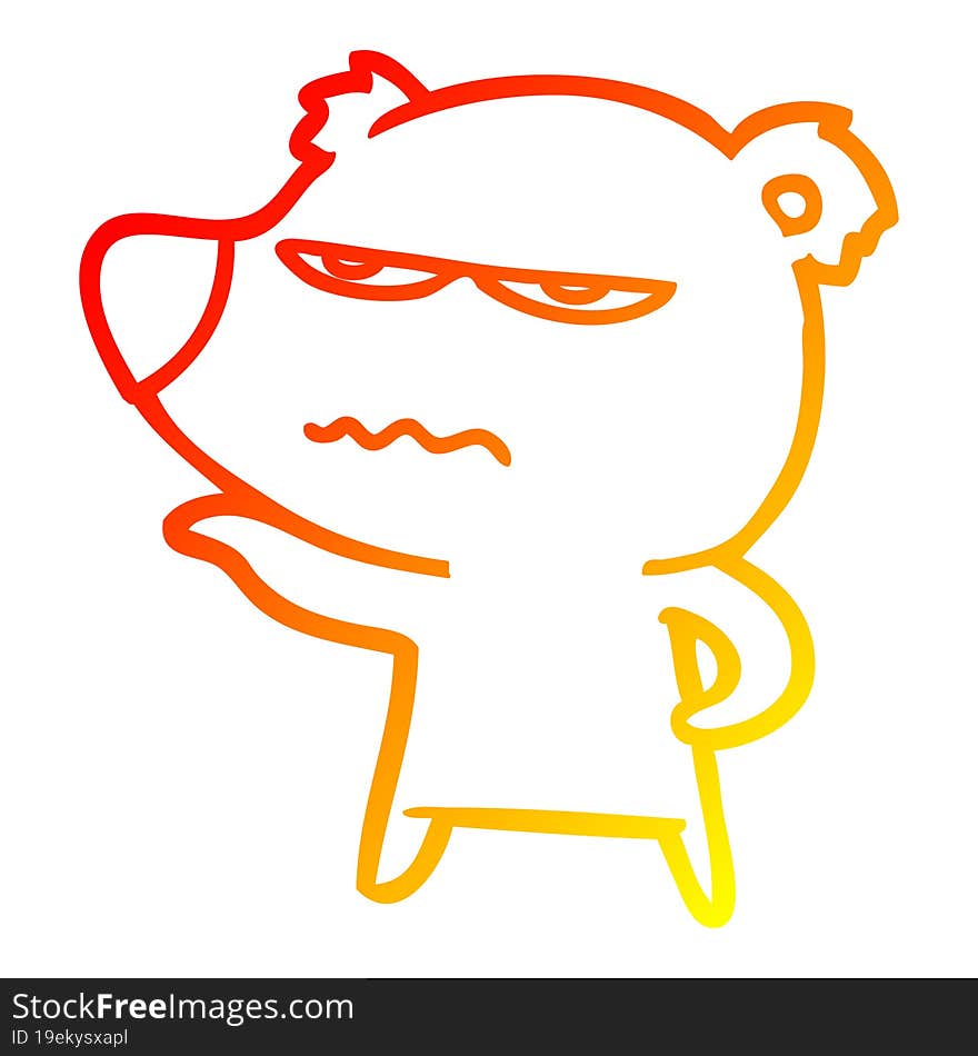 warm gradient line drawing angry bear cartoon