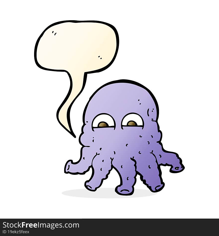 cartoon alien squid face with speech bubble