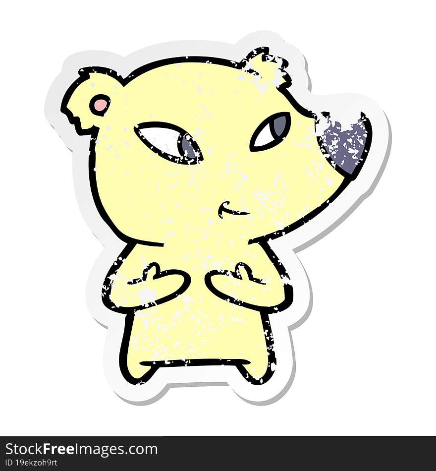 distressed sticker of a cute cartoon bear