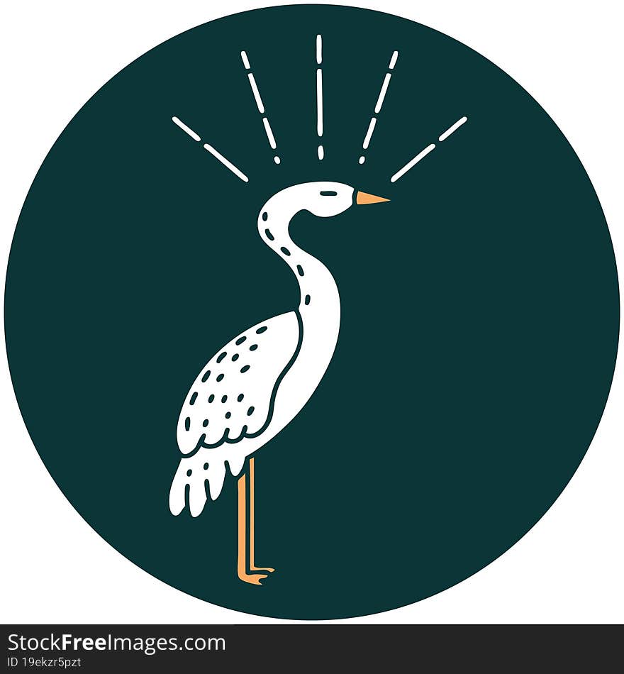 icon of tattoo style standing stork