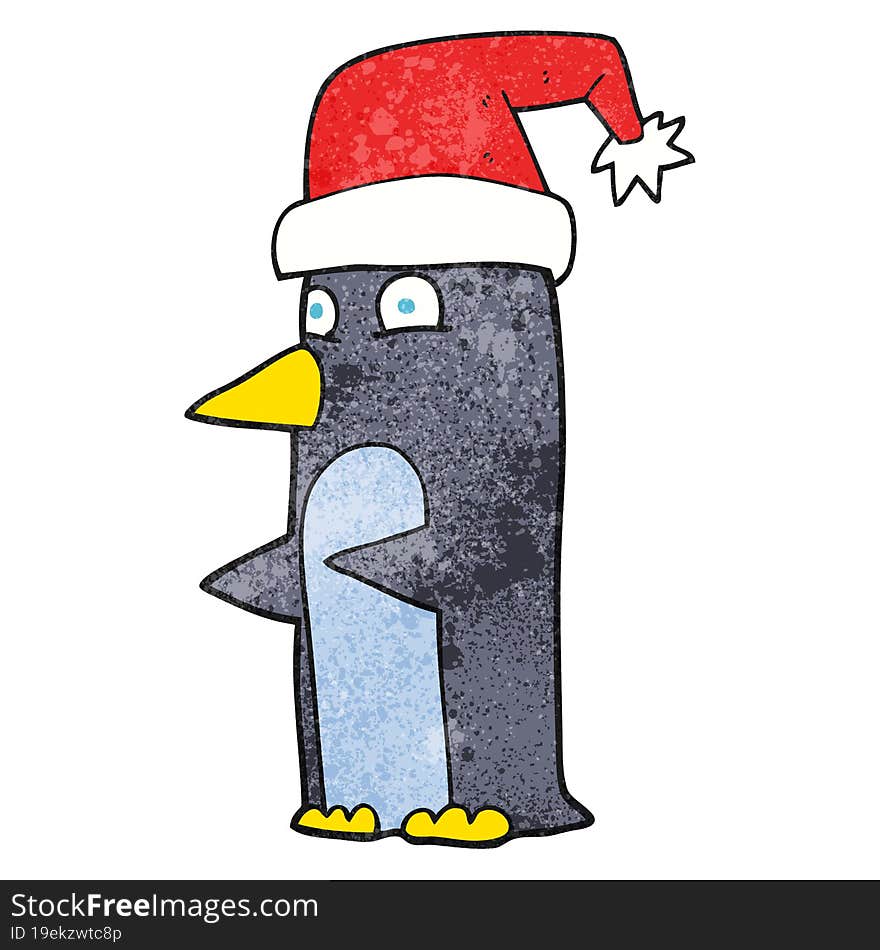 textured cartoon christmas penguin