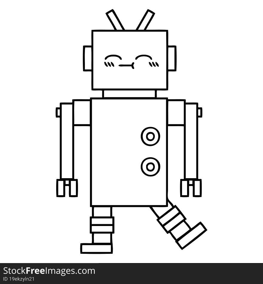 Line Drawing Cartoon Robot