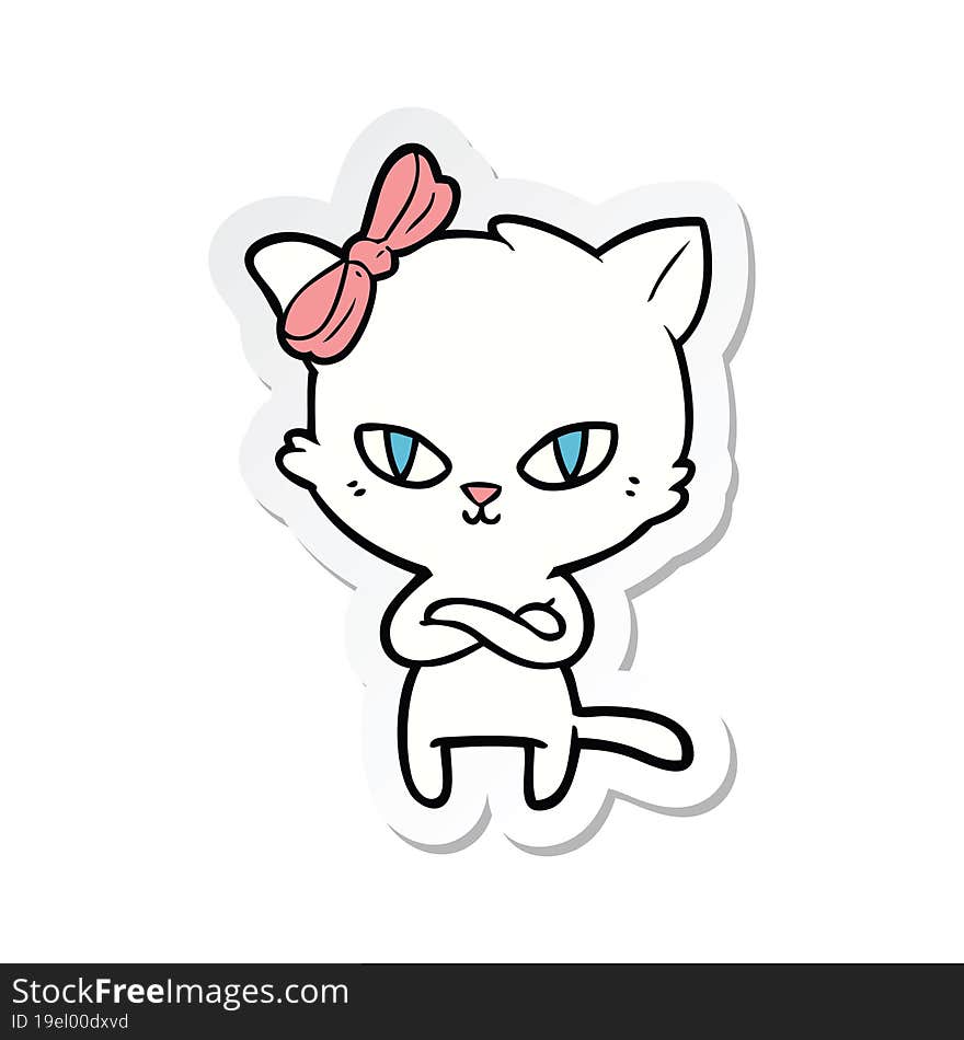 sticker of a cute cartoon cat