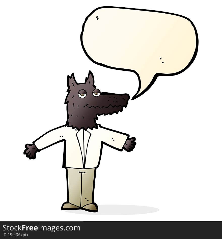 Cartoon Wolf With Speech Bubble