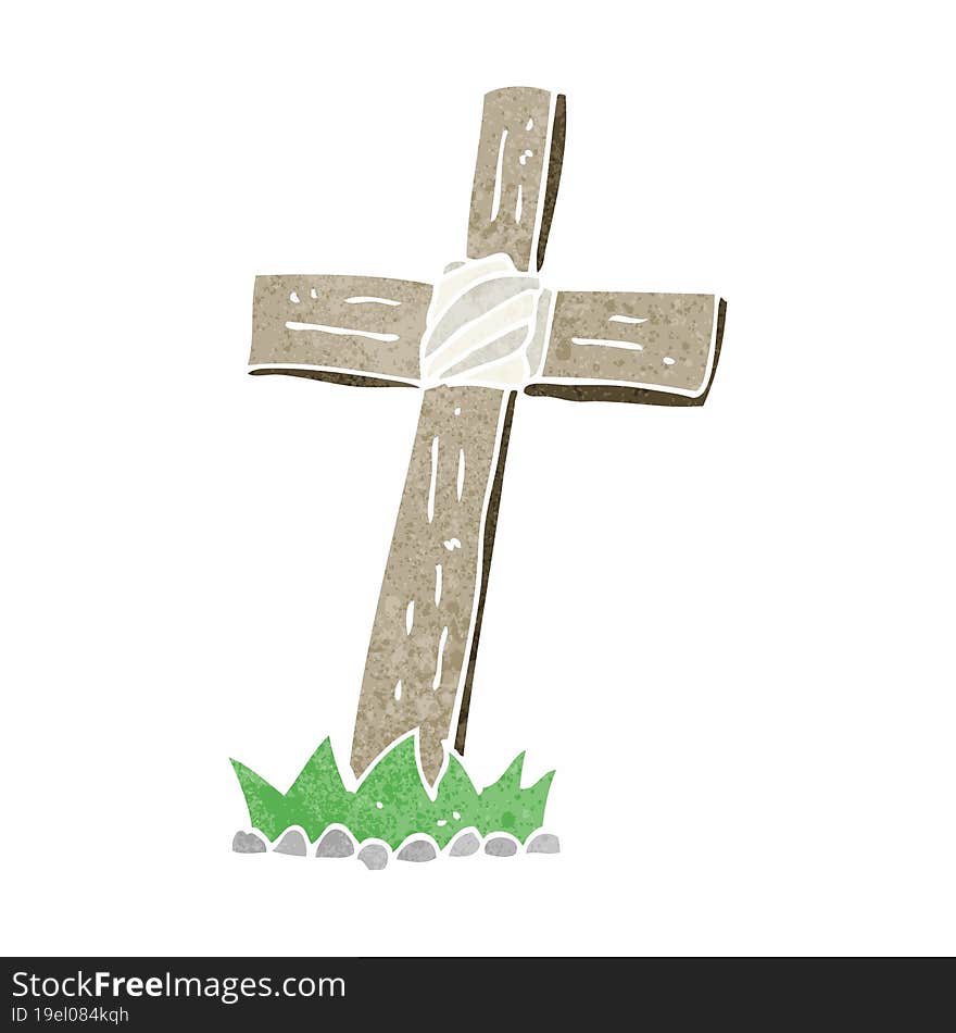 cartoon wooden cross grave