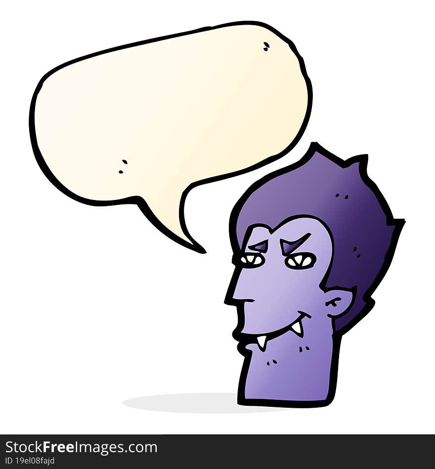 cartoon vampire face with speech bubble